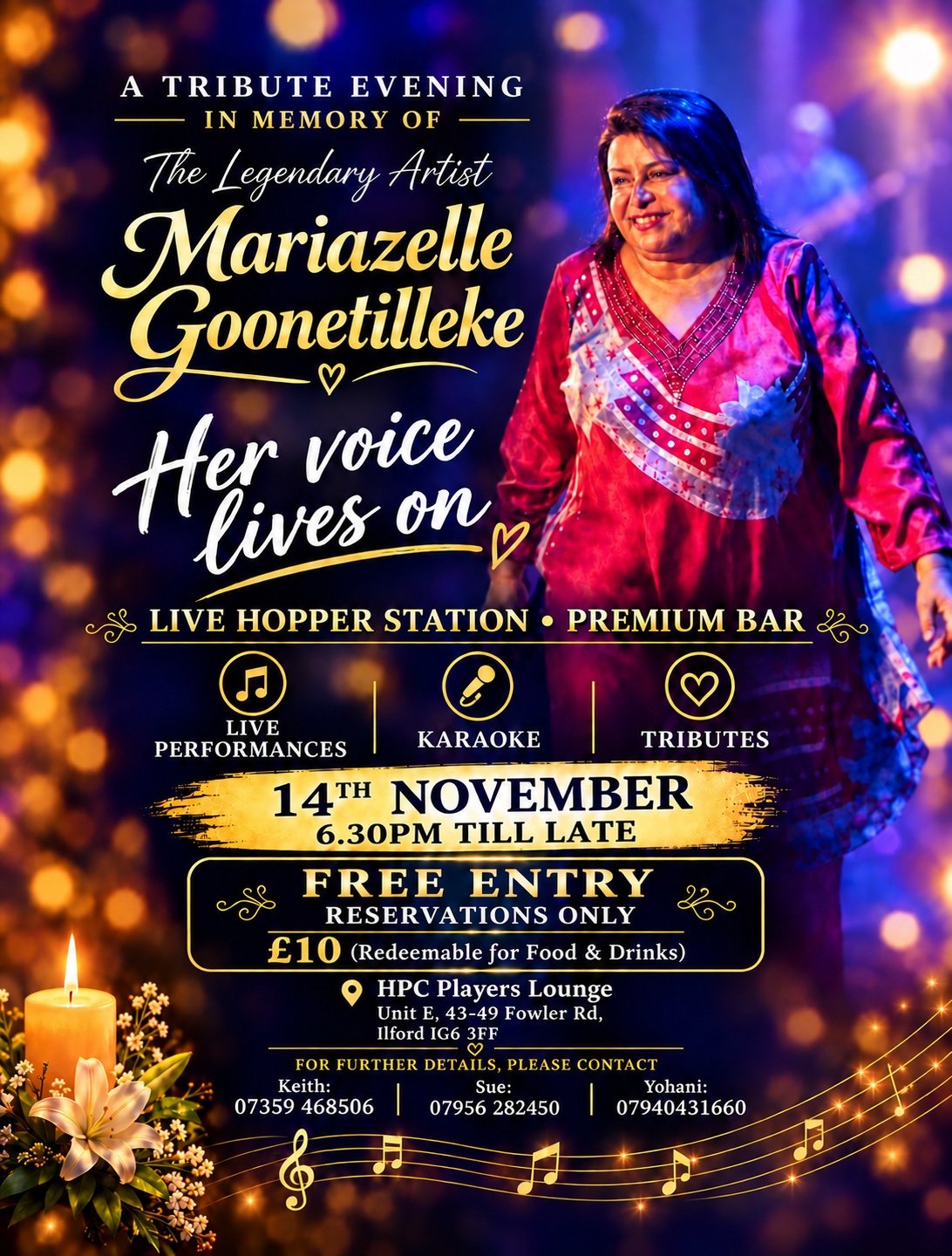 Mariazelle Goonetilleke Tribute Evening — 14 November 2026