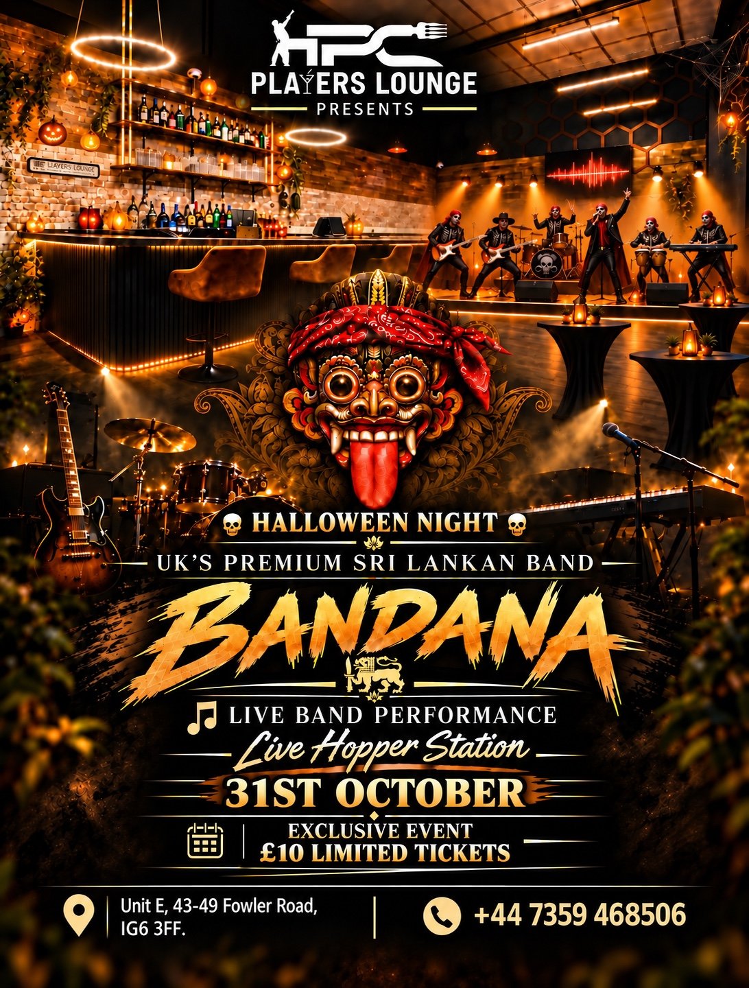 Halloween Night with Bandana event poster