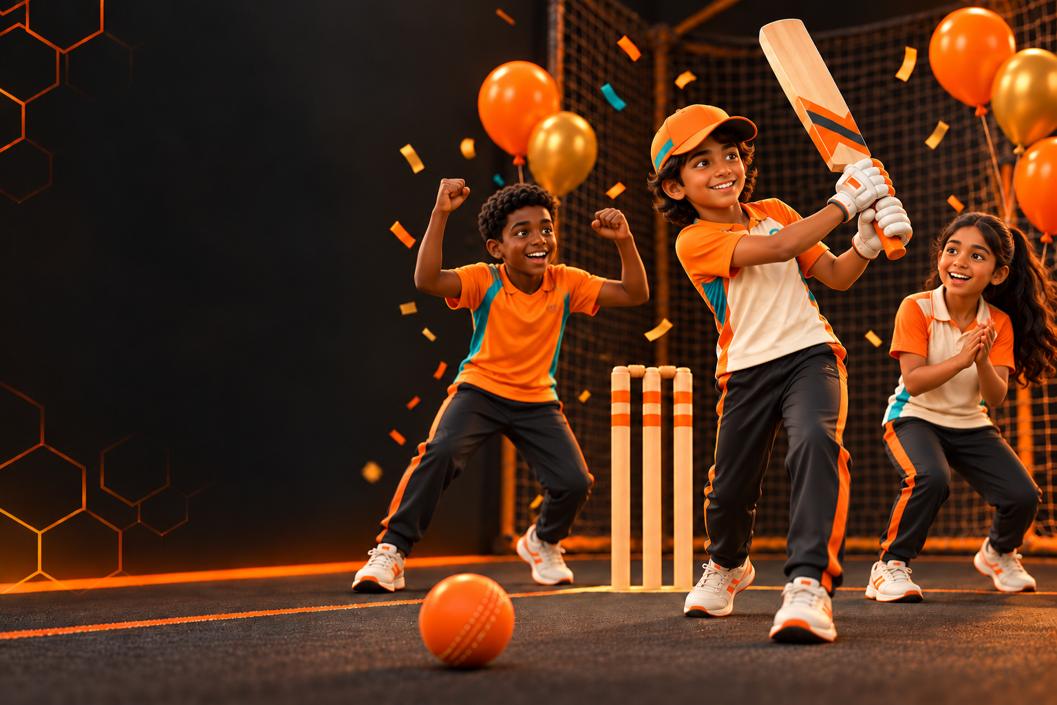 Illustration of children celebrating a cricket birthday party at HPC