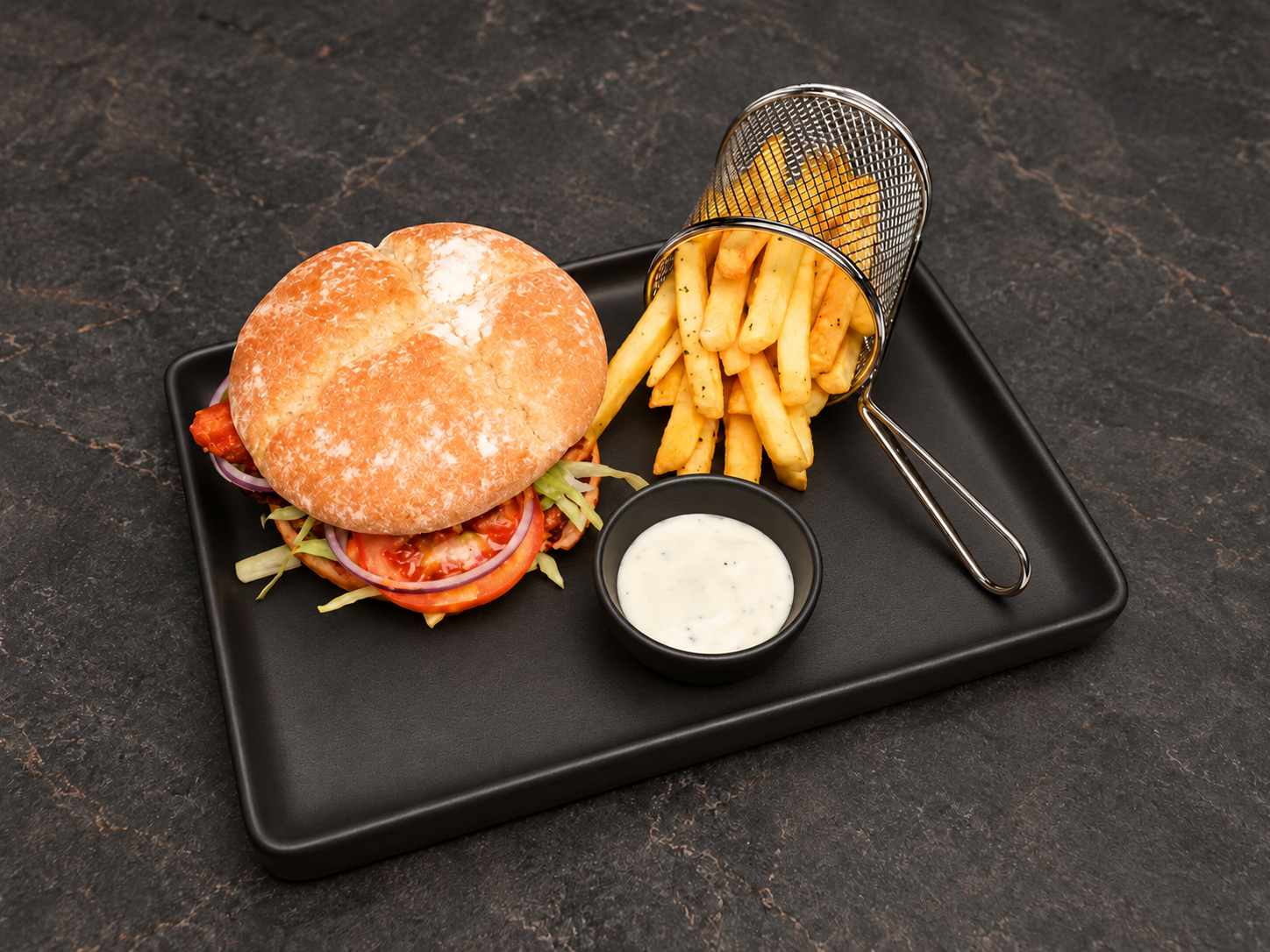 Burger and fries